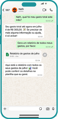 Celular mostrando o quarto passo: interagir com a Nath.